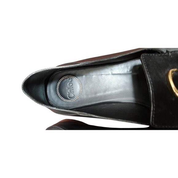 Chloe C Logo Convertible Suede Mule Nubuck Leather Loafers Size EU 42/US 11.5 - Picture 15 of 16